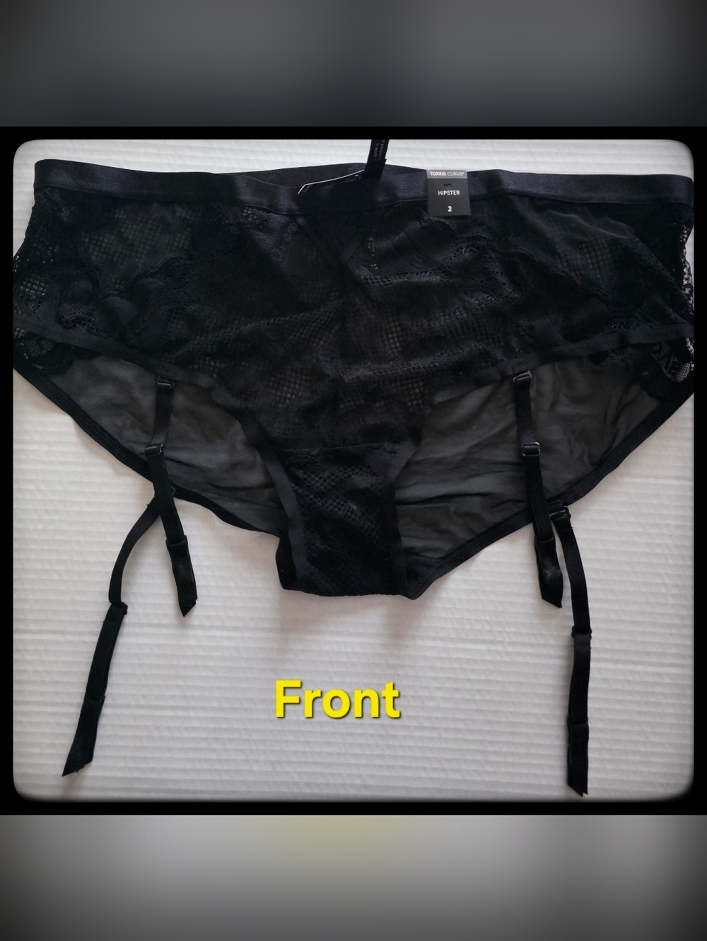 * SOLD *Torrid Curve Black Lace Garter Belt Hipster, Size 2